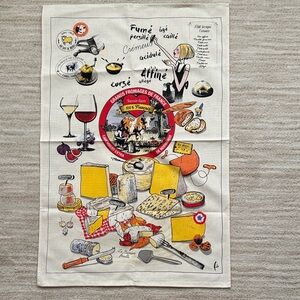 NWOT Torchons & Bouchons Tea Towel Cheese Party 19 x 28.5 inches French